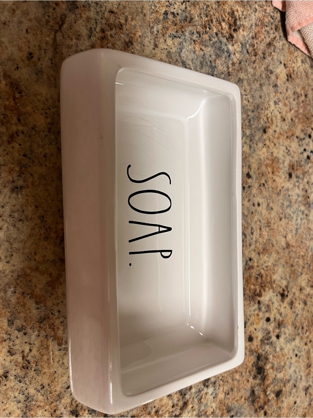 Adelyn Rae White Ceramic "SOAP." Vanity Tray